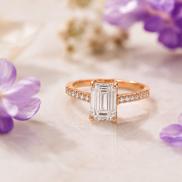 14K Lab Grown Diamond Emerald-Cut Solitaire Ring
