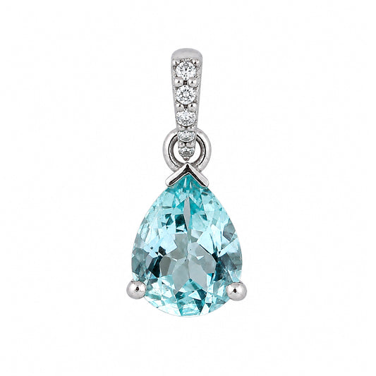 10K/14K Lab Grown Blue Diamond Pear-Cut Pendant Necklace