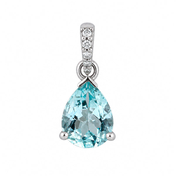 10K/14K Lab Grown Blue Diamond Pear-Cut Pendant Necklace