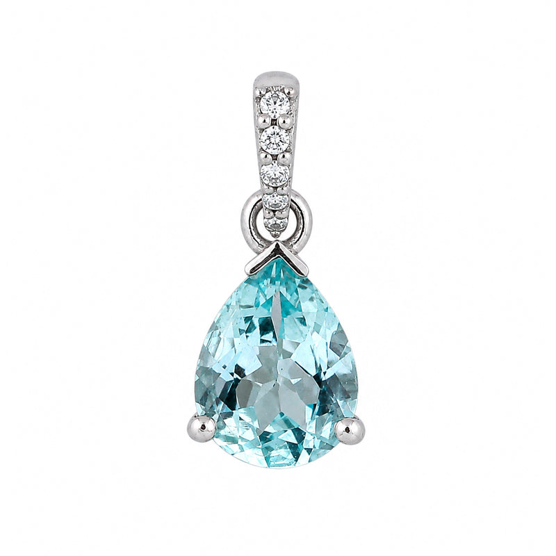 10K/14K Lab Grown Blue Diamond Pear-Cut Pendant Necklace