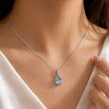 10K/14K Lab Grown Blue Diamond Pear-Cut Pendant Necklace