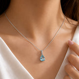 10K/14K Lab Grown Blue Diamond Pear-Cut Pendant Necklace