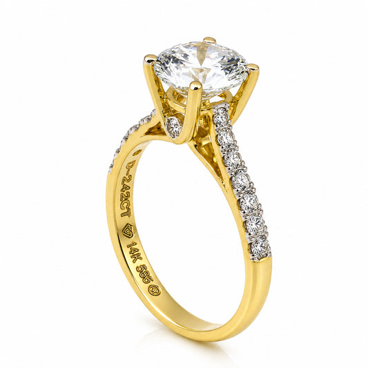 14K Lab Grown Diamond Round-Cut Halo Ring