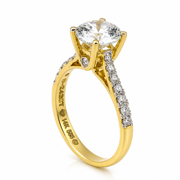 14K Lab Grown Diamond Round-Cut Halo Ring