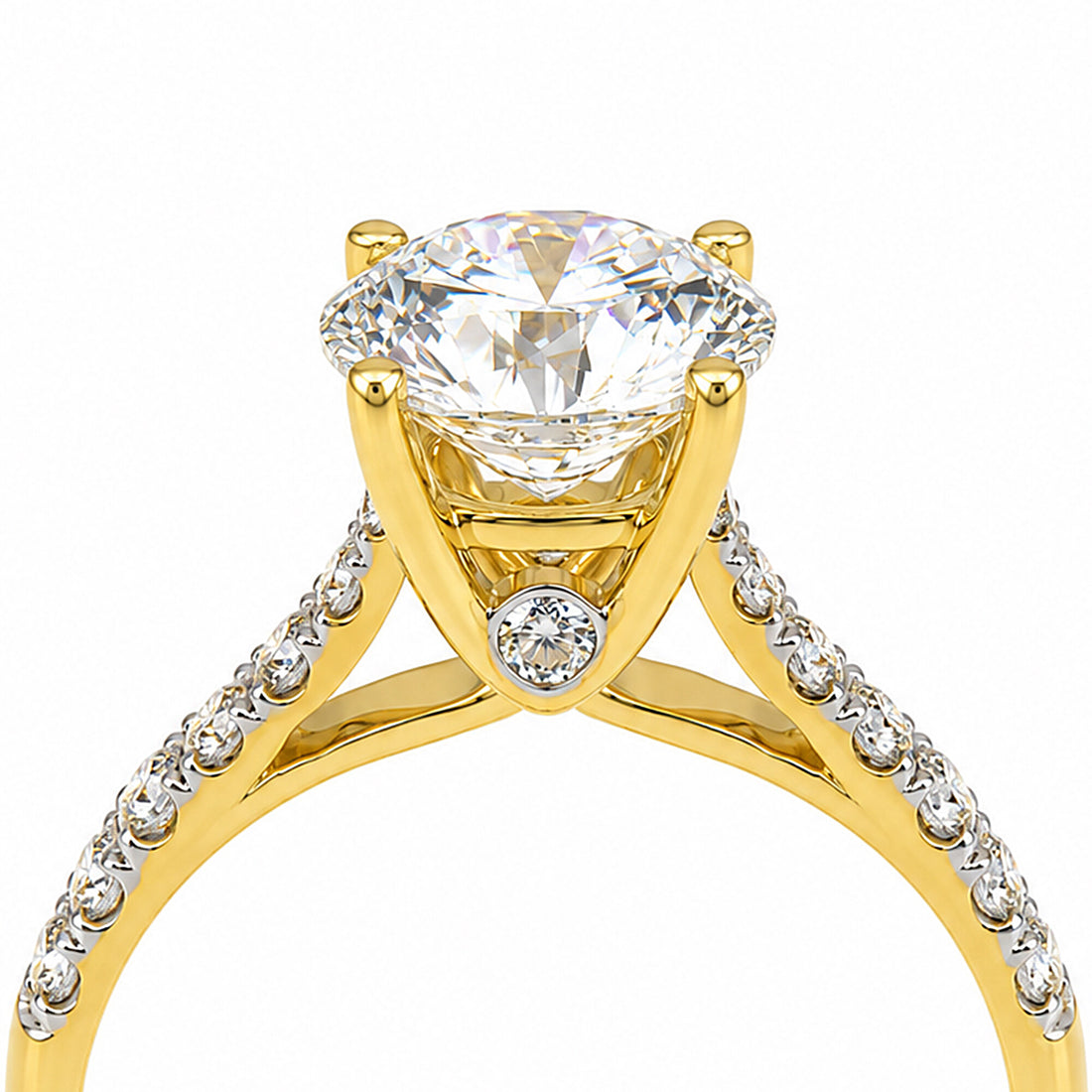 14K Lab Grown Diamond Round-Cut Halo Ring