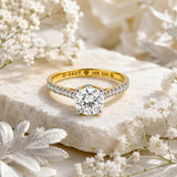 14K Lab Grown Diamond Round-Cut Halo Ring