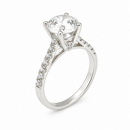 14K Lab Grown Diamond Round-Cut Halo Ring