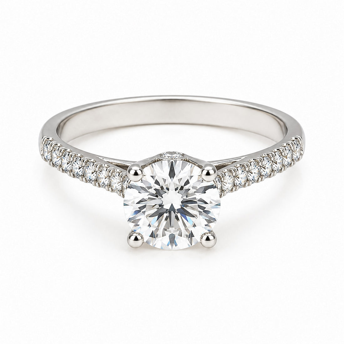 14K Lab Grown Diamond Round-Cut Halo Ring