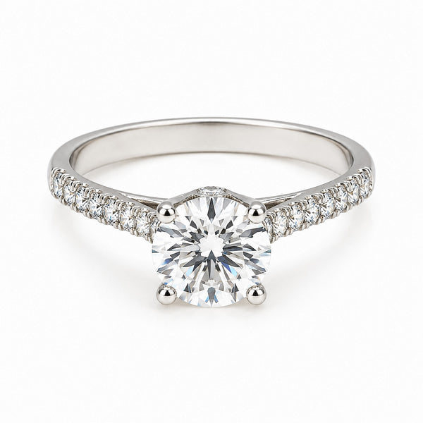 14K Lab Grown Diamond Round-Cut Halo Ring