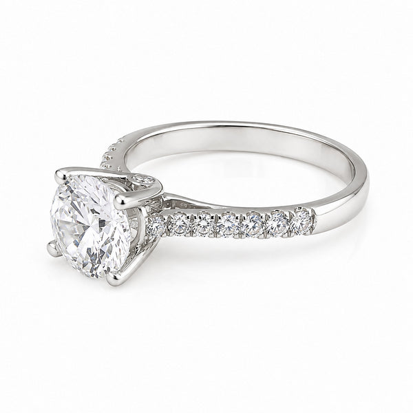14K Lab Grown Diamond Round-Cut Halo Ring