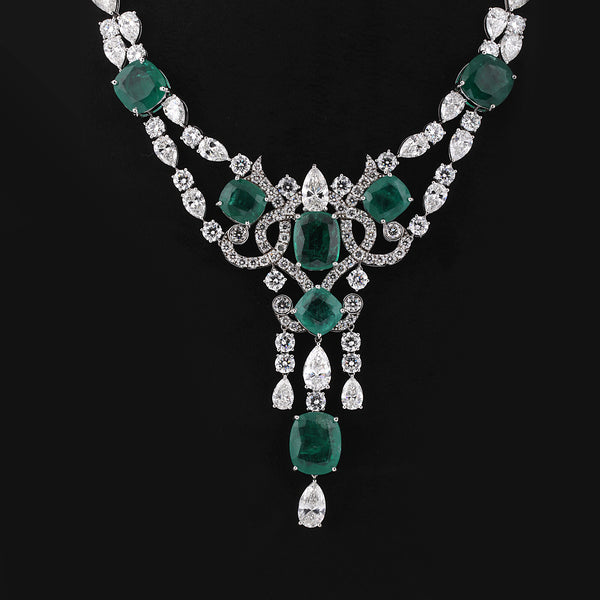 9K/14K Lab Grown Diamond Statement Necklace – Mixed Shapes, 49 Carats