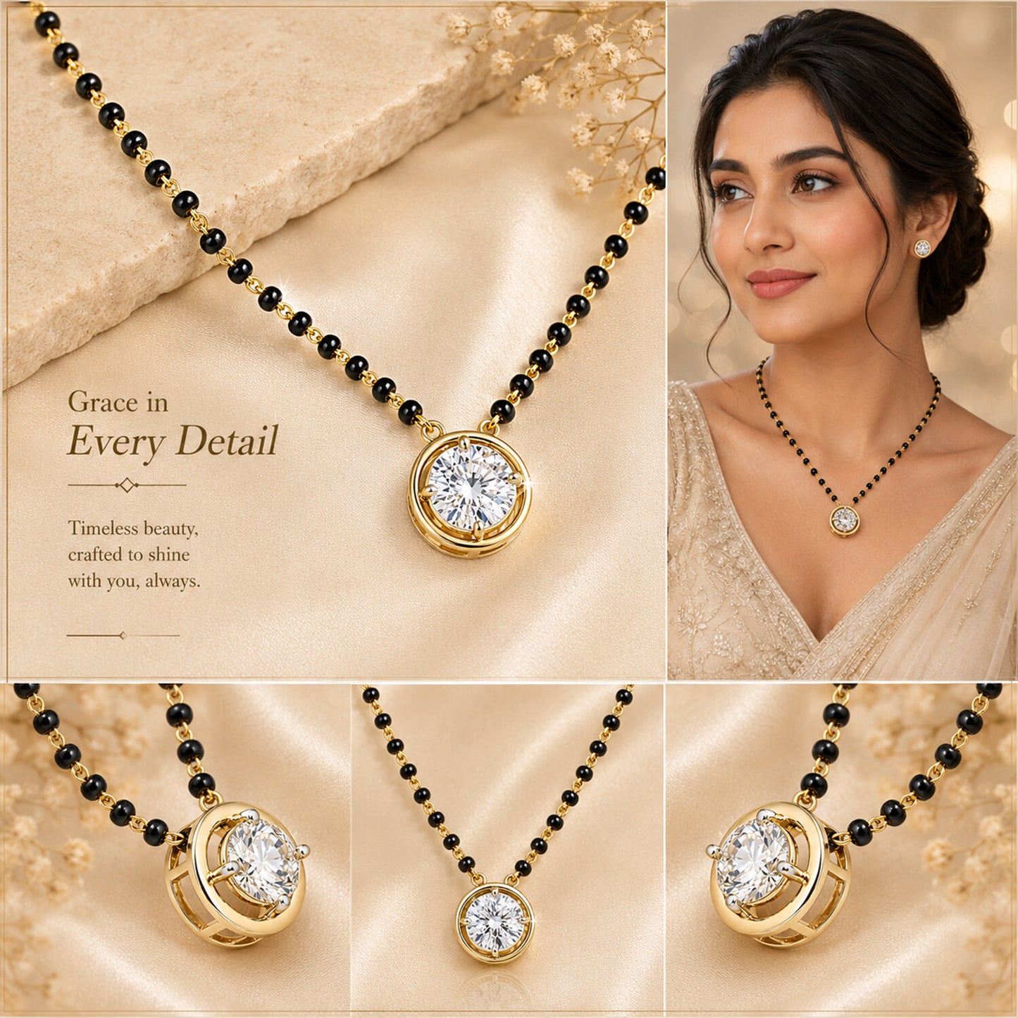 18K Gold Minimalist Diamond Accent Pendant Necklace