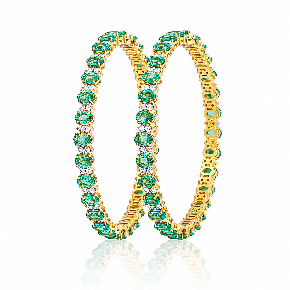 14K/18K Lab Grown Emerald Bracelet – Oval Cut, 33.82ct, BIS Hallmark Gold