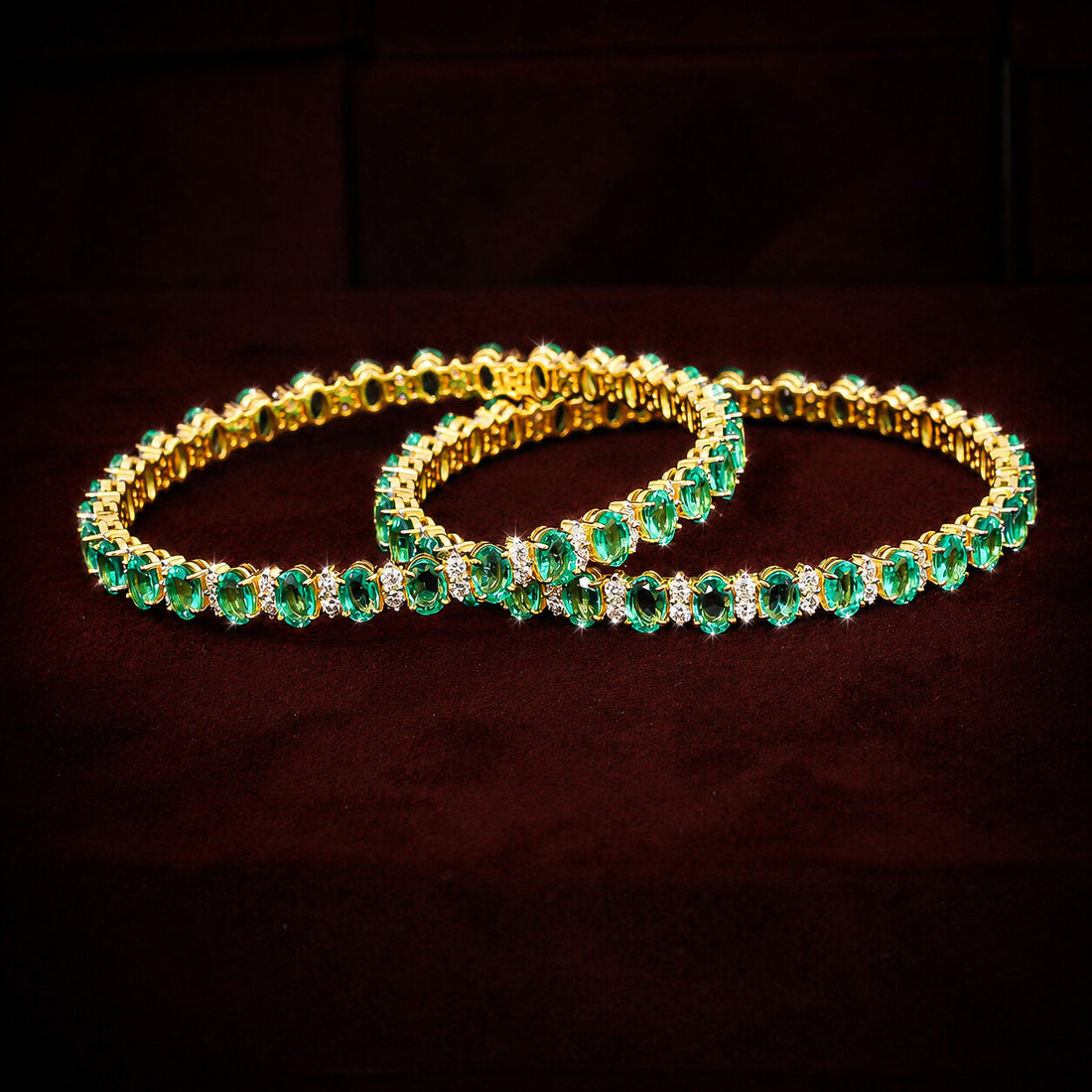 14K/18K Lab Grown Emerald Bracelet – Oval Cut, 33.82ct, BIS Hallmark Gold