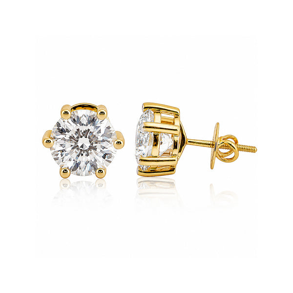 14K/18K Lab-Grown Diamond Solitaire Round Stud Earrings