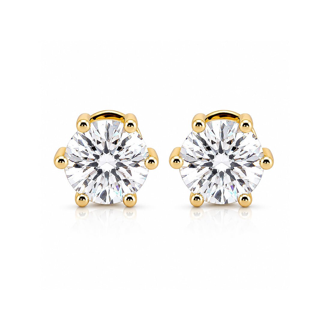 14K/18K Lab-Grown Diamond Solitaire Round Stud Earrings