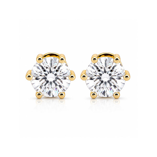 14K/18K Lab-Grown Diamond Solitaire Round Stud Earrings
