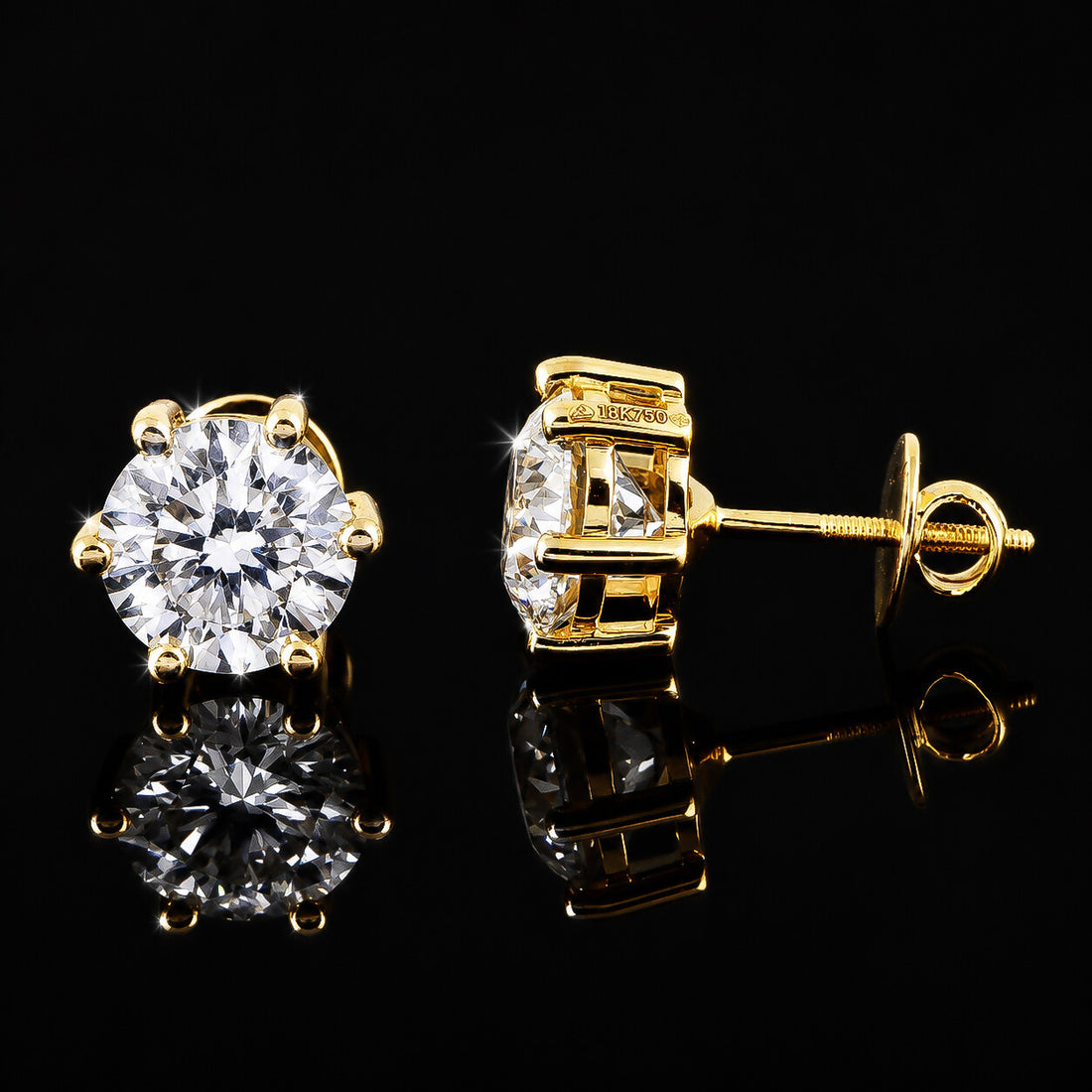 14K/18K Lab-Grown Diamond Solitaire Round Stud Earrings