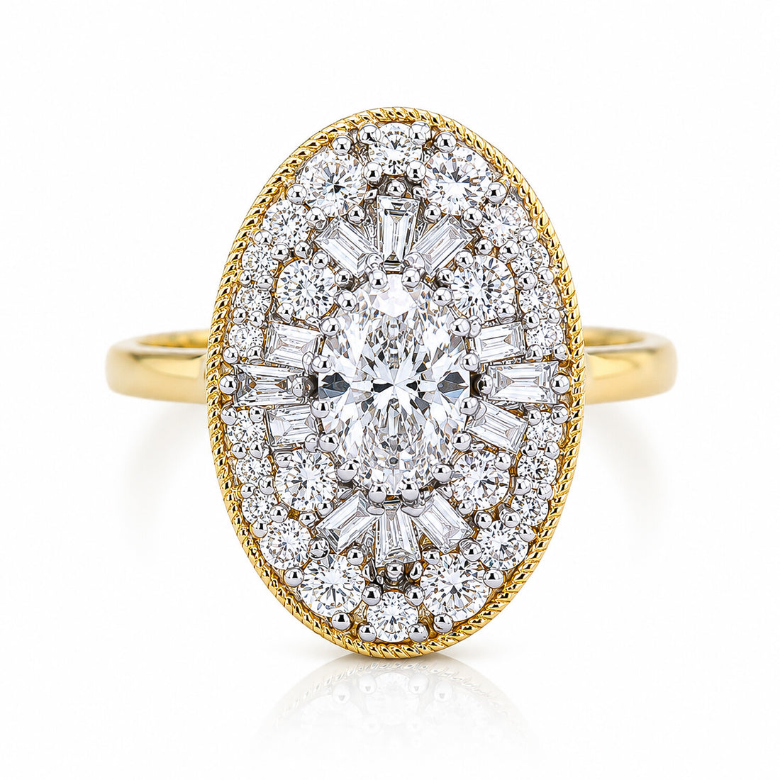 14K Lab Grown Diamond Fancy-Cut Halo Cluster Ring