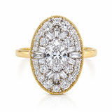 14K Lab Grown Diamond Fancy-Cut Halo Cluster Ring