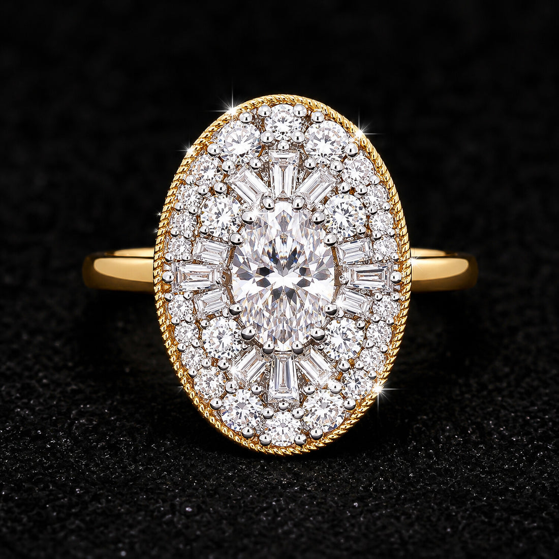 14K Lab Grown Diamond Fancy-Cut Halo Cluster Ring