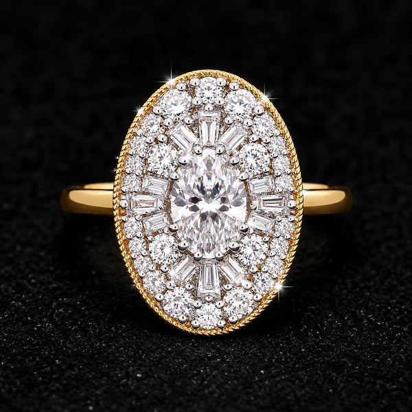 14K Lab Grown Diamond Fancy-Cut Halo Cluster Ring