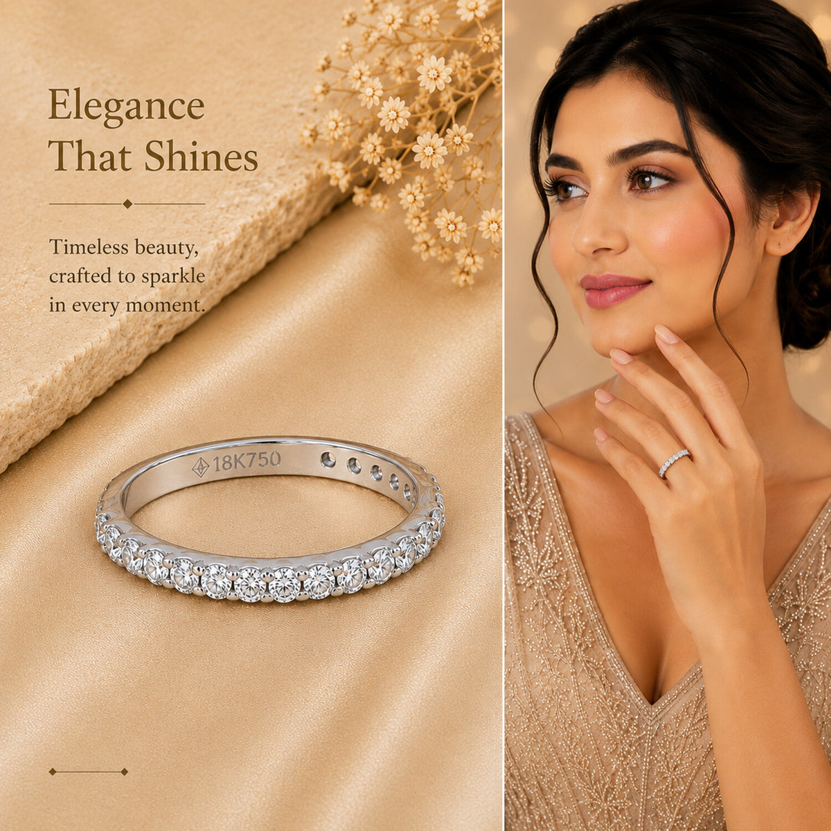 18K Lab Grown Diamond Round Cut Ring for Women