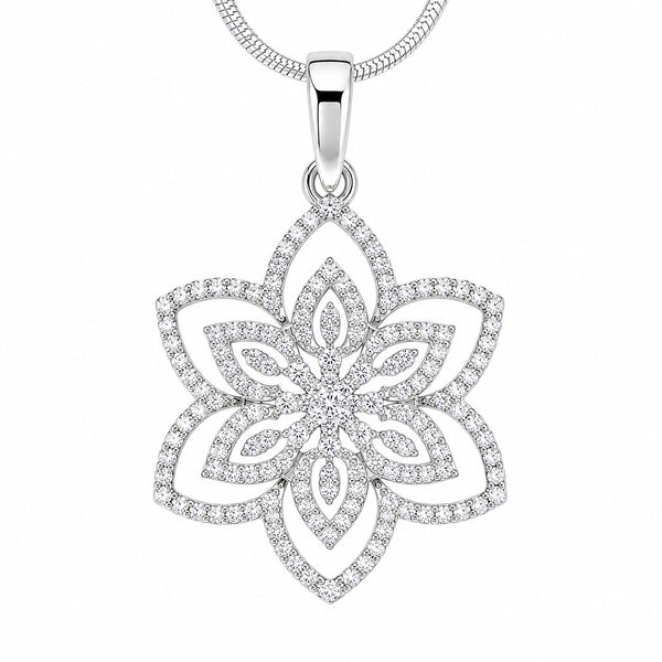 14K/18K Lab Grown Diamond Pave Cluster Pendant Necklace