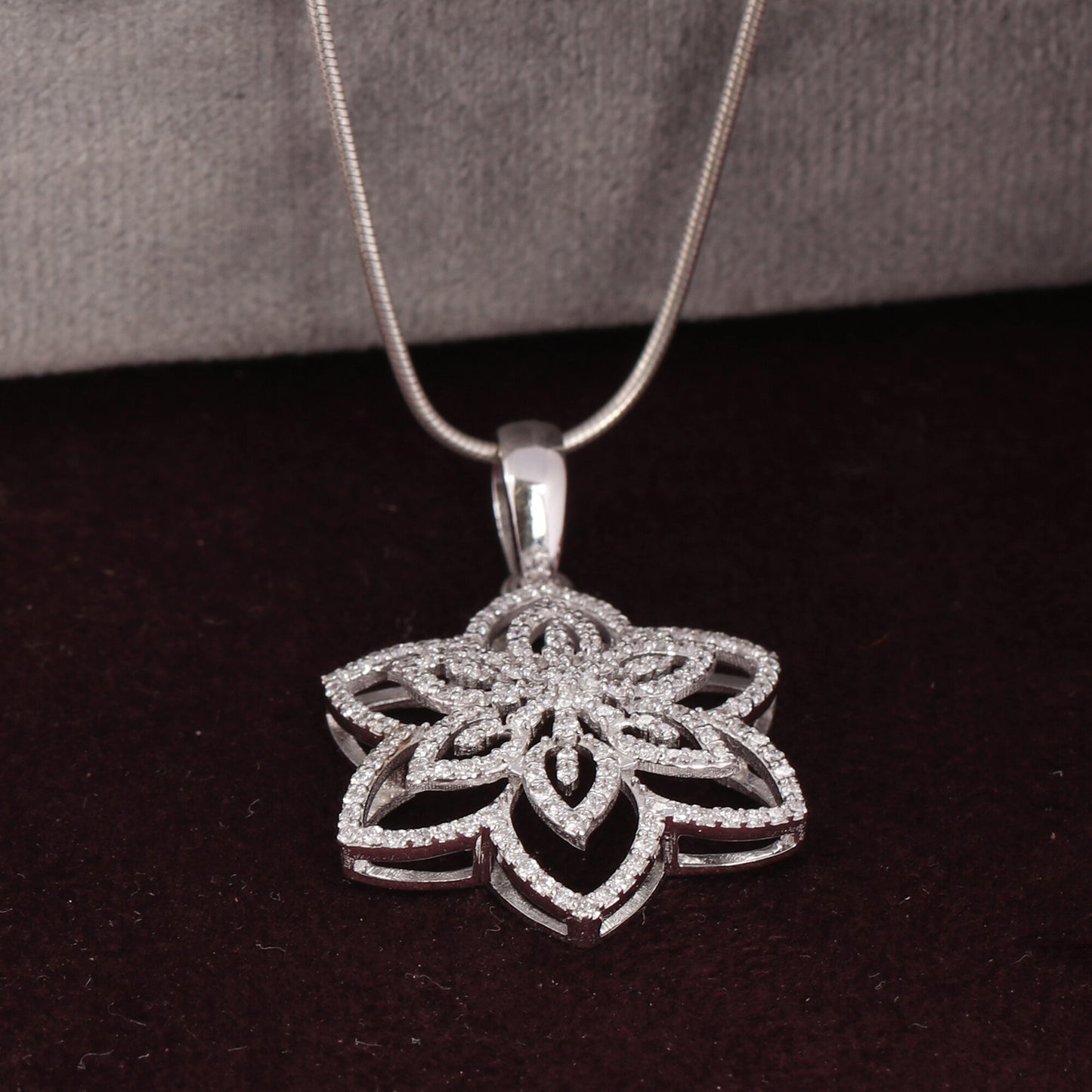 14K/18K Lab Grown Diamond Pave Cluster Pendant Necklace