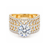 18K Lab Grown Diamond Round-Cut Solitaire with Pave Band Ring