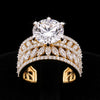18K Lab Grown Diamond Round-Cut Solitaire with Pave Band Ring