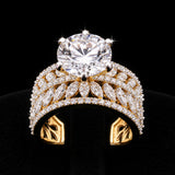 18K Lab Grown Diamond Round-Cut Solitaire with Pave Band Ring