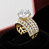 18K Lab Grown Diamond Round-Cut Solitaire with Pave Band Ring