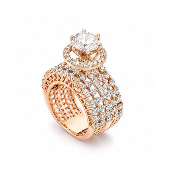14K Lab Grown Diamond Round-Cut Pave Cluster Ring