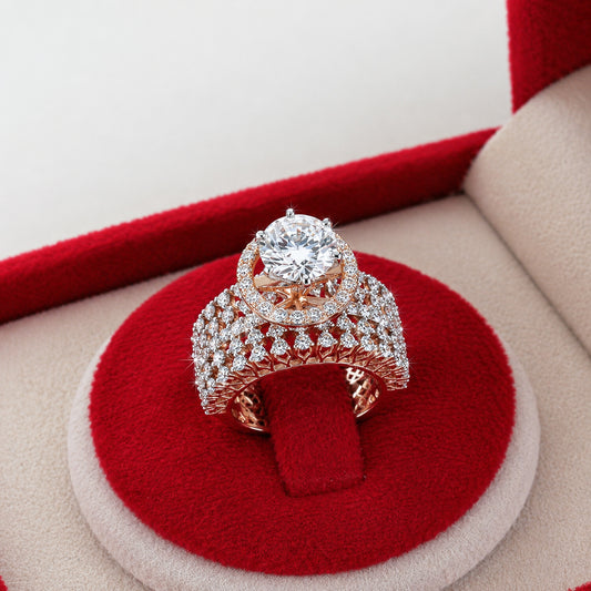 14K Lab Grown Diamond Round-Cut Pave Cluster Ring