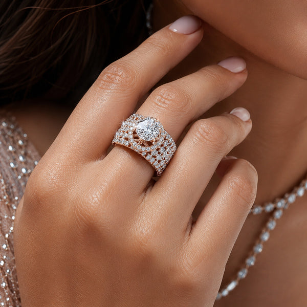 14K Lab Grown Diamond Round-Cut Pave Cluster Ring