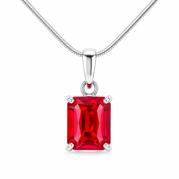 14K/18K Lab Grown Fancy Red Diamond Emerald-Cut Pendant Necklace