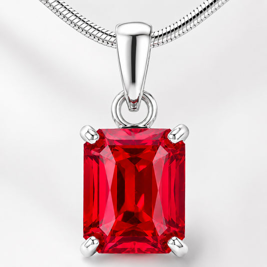 14K/18K Lab Grown Fancy Red Diamond Emerald-Cut Pendant Necklace