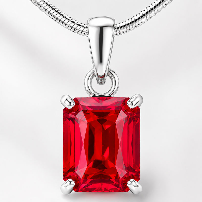 14K/18K Lab Grown Fancy Red Diamond Emerald-Cut Pendant Necklace