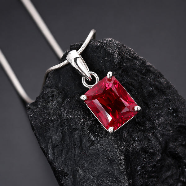 14K/18K Lab Grown Fancy Red Diamond Emerald-Cut Pendant Necklace