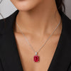 14K/18K Lab Grown Fancy Red Diamond Emerald-Cut Pendant Necklace