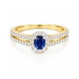 14K Natural Diamond Round-Cut Halo Ring