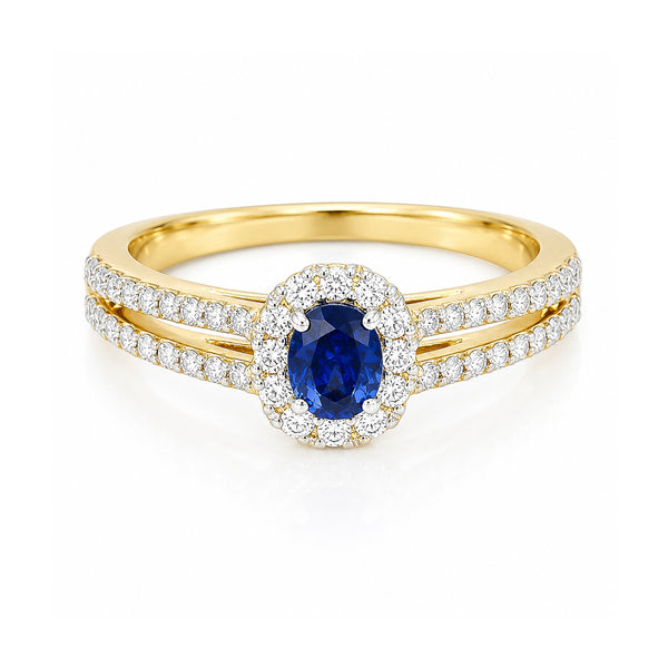 14K Natural Diamond Round-Cut Halo Ring