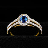 14K Natural Diamond Round-Cut Halo Ring