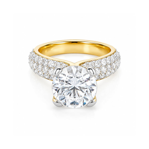 14K Lab Grown Diamond Round-Cut Pave Halo Ring