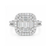 14K Lab Grown Diamond Emerald-Cut Halo Statement Ring