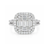 14K Lab Grown Diamond Emerald-Cut Halo Statement Ring