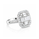 14K Lab Grown Diamond Emerald-Cut Halo Statement Ring