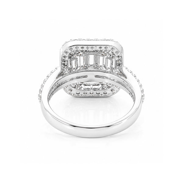 14K Lab Grown Diamond Emerald-Cut Halo Statement Ring