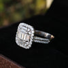 14K Lab Grown Diamond Emerald-Cut Halo Statement Ring